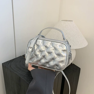 潮流设计感盒子包包女轻奢小众链条单肩斜挎包韩系菱格泡芙手机包