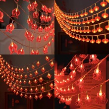 新年红灯笼挂件LED灯串春节装饰彩灯闪灯节日喜庆布置中国结灯串