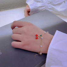 樱桃水果手链女生夏季小众设计学生闺蜜手饰轻奢精致百搭手链