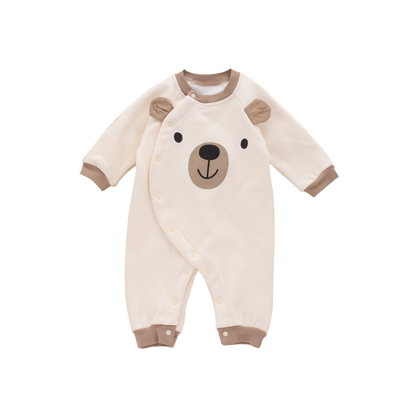 Nuevo bebé otoño fleece-forrado salida mono 0-6 meses bebé cálido polar oso mameluco traje