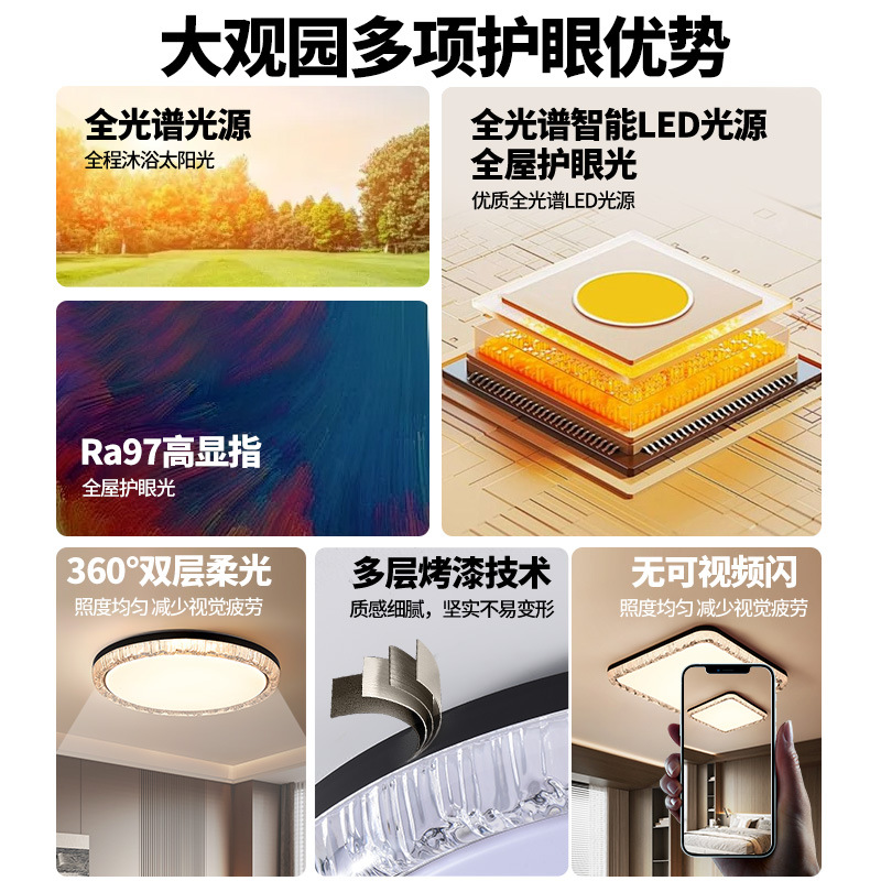 Grand View Garden 2026 nueva lámpara de techo para el dormitorio simple moderna dormitorio principal estudio italiano lámpara Zhongshan 357L