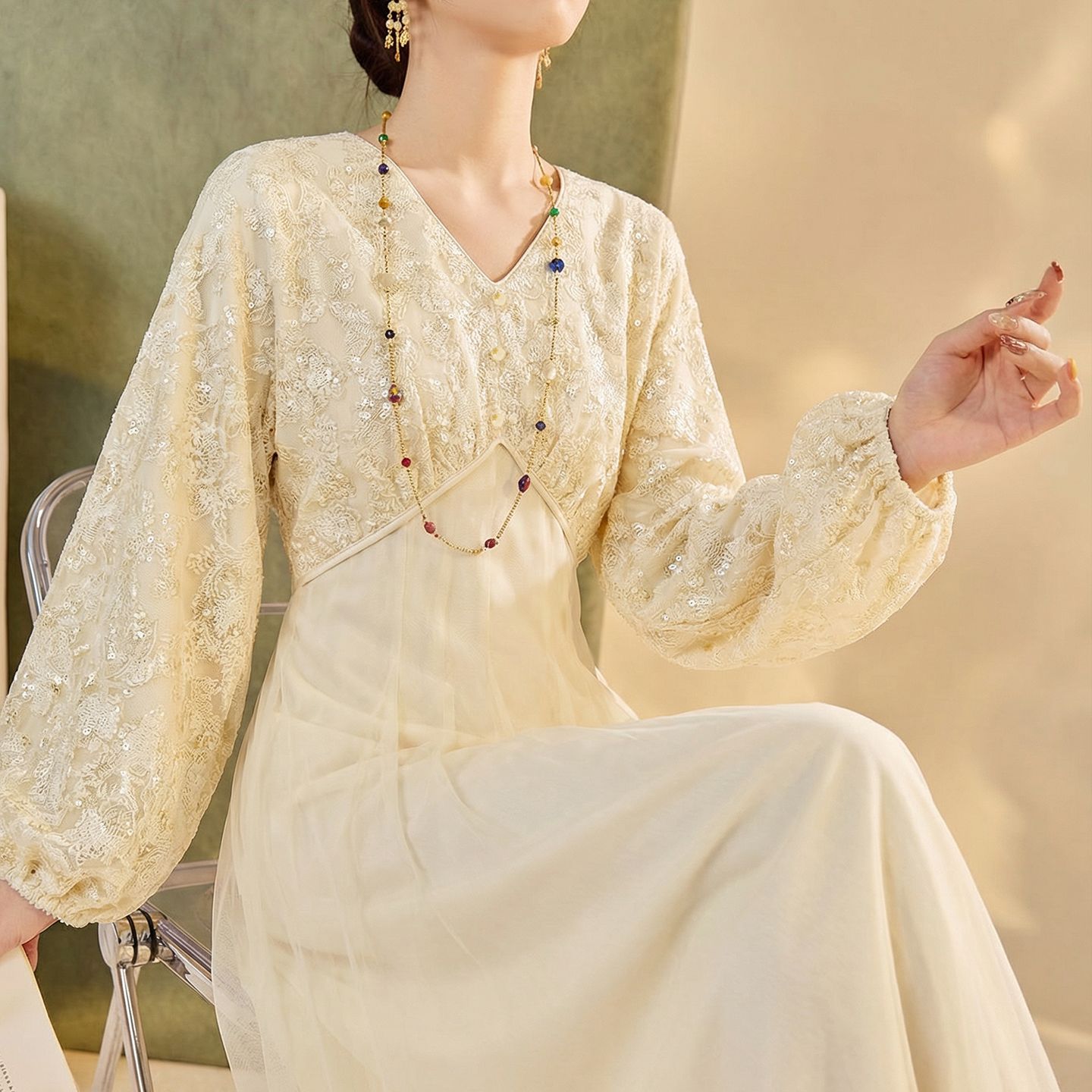 chinese dress ladies Hattie Dress in Embroidered Spring Floral