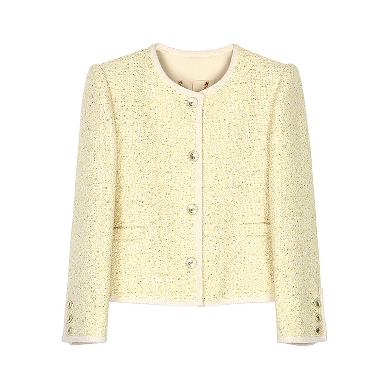 New autumn collection yellow exquisite and elegant special pattern sequin high-end Chanel-style jacket 2922 New autumn collection yellow exquisite and elegant special pattern sequin high-end Chanel-style jacket 2922