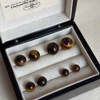 秋冬美拉德色系A级黄虎眼石耳钉气质配饰小众高级感轻奢耳饰品女
