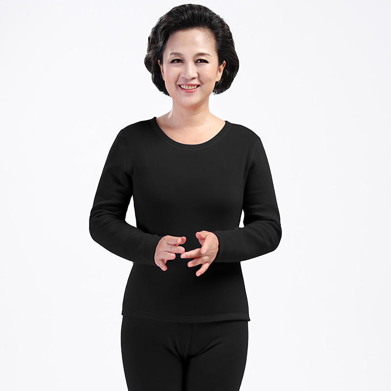 Ropa interior térmica de mediana edad y edad avanzada gruesa a prueba de invierno forrada de lana engrosada de la madre más tamaño ropa de otoño traje de pantalones largos