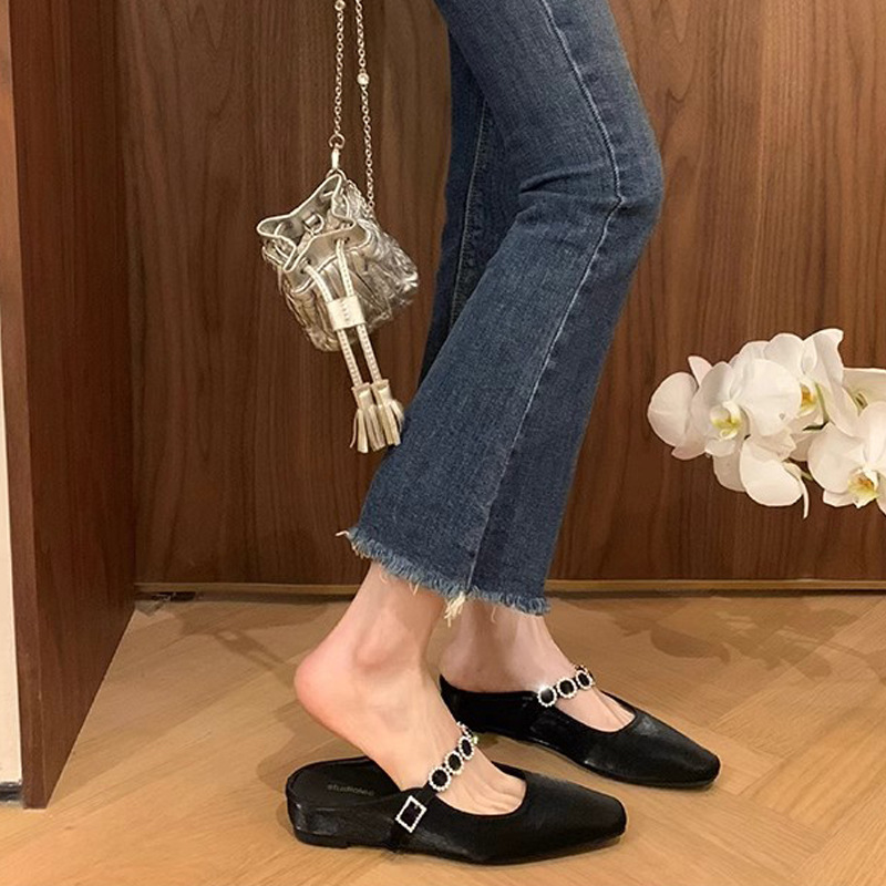 Madre de uva de verano nuevo 4cm de altura francesa con una palabra con boca poco profunda Muller medio zapatillas para mujeres