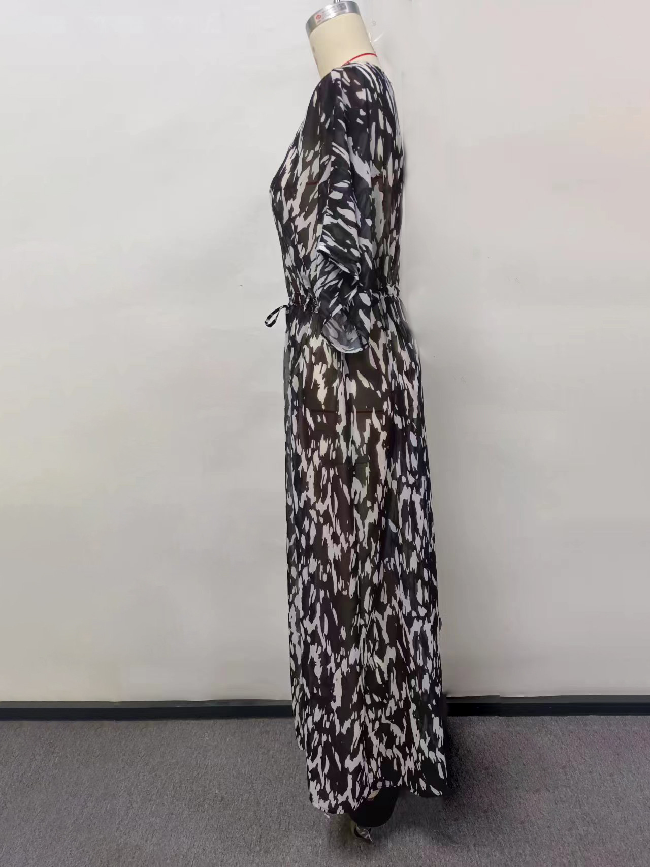 Robe de plage élégante pour femme – Robe fluide style bikini à manches courtes et col en V_voghion.com