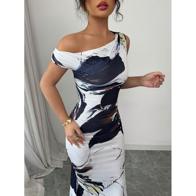 in stock 2025 AliExpress Independent Station European and American Cross-border Flower Printed Shoulder Bag Hip dress