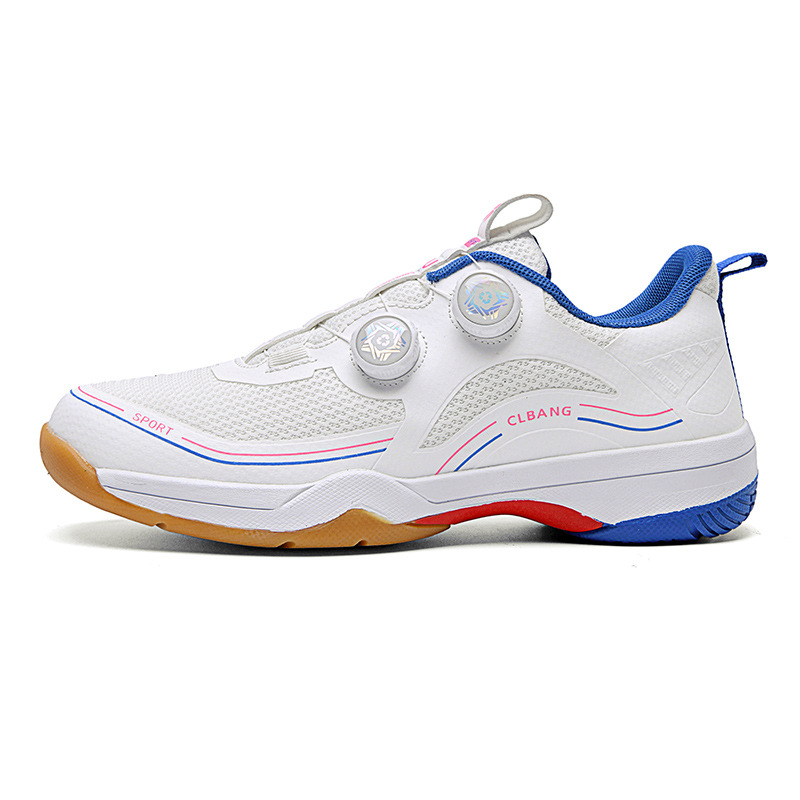 Nuevos zapatos transfronterizos de bádminton de botón giratorio zapatos de entrenamiento de tenis al aire libre para hombres y mujeres suela de goma