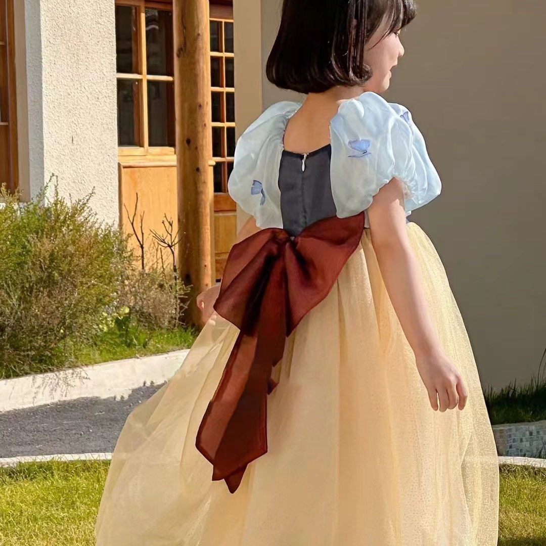 Girls' Short Sleeve Performance Wear Big Bow Dress