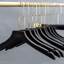 黑色实木衣架批发女装儿童服装店专用防滑木质衣服架衣撑衣挂裤夹