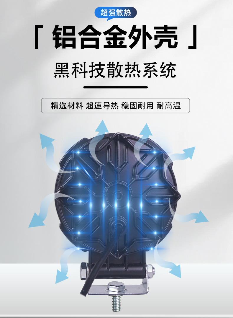 Led Work Light Motorcycle Spotlight Universal High-Brightness Spotlight Waterproof Strong Light Long-Range Engineering Light Motorcycle Headlight
