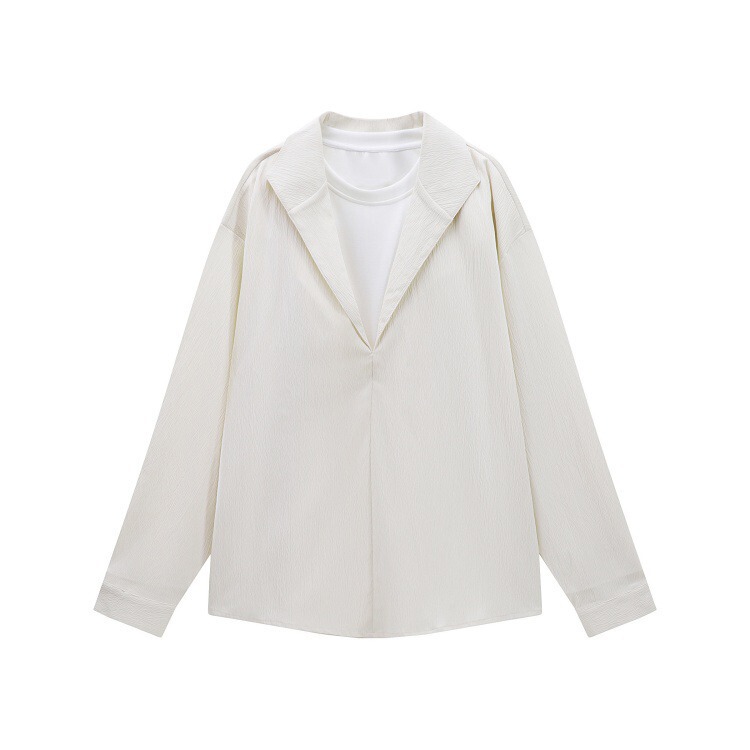 2025 Spring and Autum New Men's Pure Color Long-Sleeved Shirts, Fashionable V Neck Casual Versatile Shirts, Design Tops