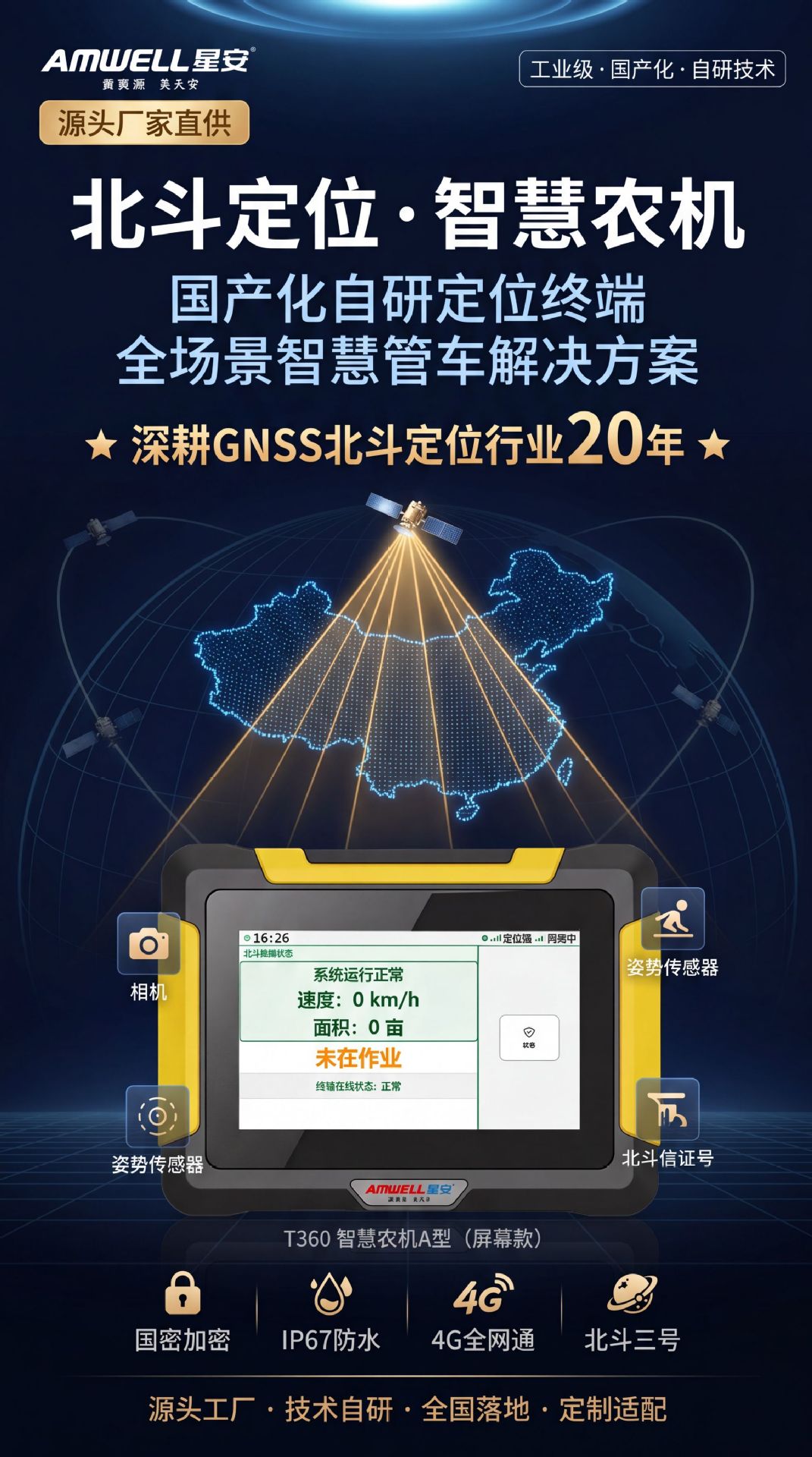 Full Network Compatibility Single-Beacon Agricultural Machine Locator, Rtk High-Precision Trajectory Beidou Satellite Locator