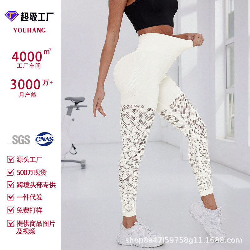 European and American New Women's Yoga Trousers Seamless Mesh Summer Breathable Fitness High-Elastic Seamless Nude Sports Pants European and American New Women's Yoga Trousers Seamless Mesh Summer Breathable Fitness High-Elastic Seamless Nude Sports Pants