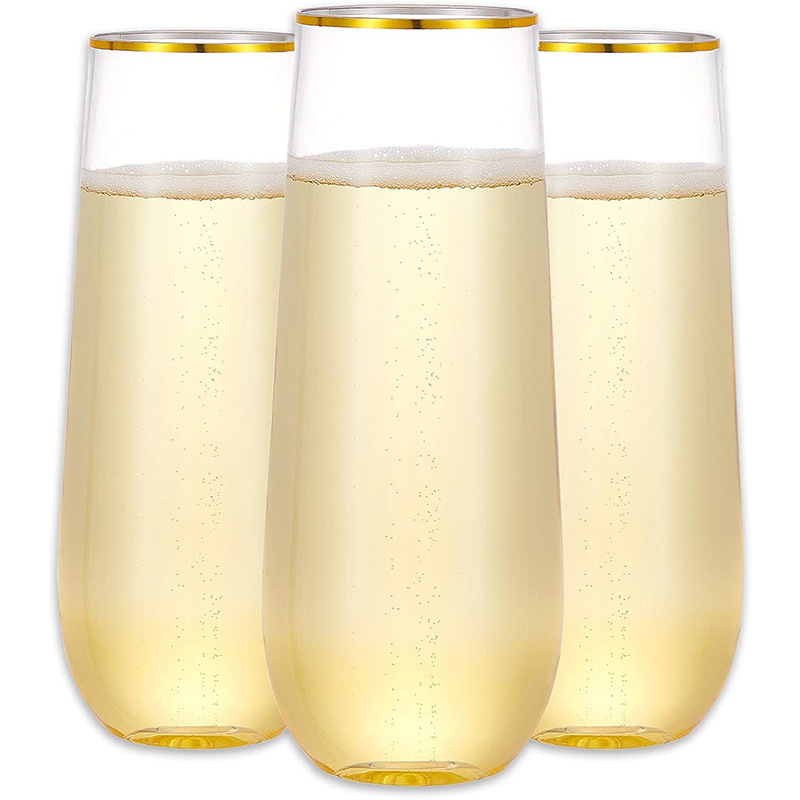 9oz PET Transparent Handless Plastic Champagne Glass Reusable Long Juice Cup Party Wedding Supplies 9oz PET Transparent Handless Plastic Champagne Glass Reusable Long Juice Cup Party Wedding Supplies