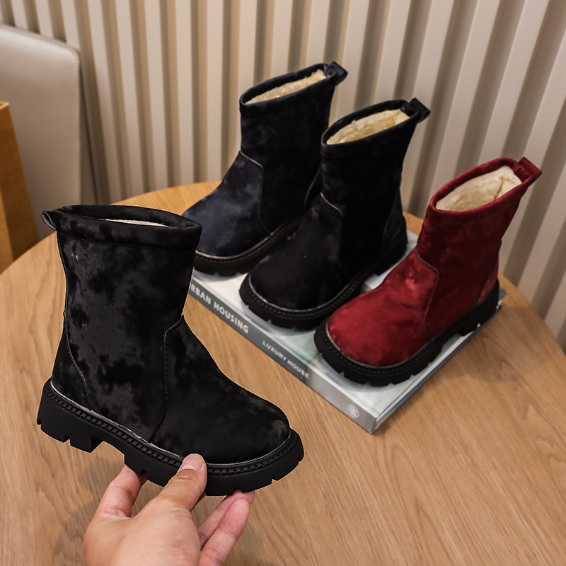 2024 Winter New Girls' Thick Warm Leather Children's Snow Baby Cotton Boots Trendy_voghion.com