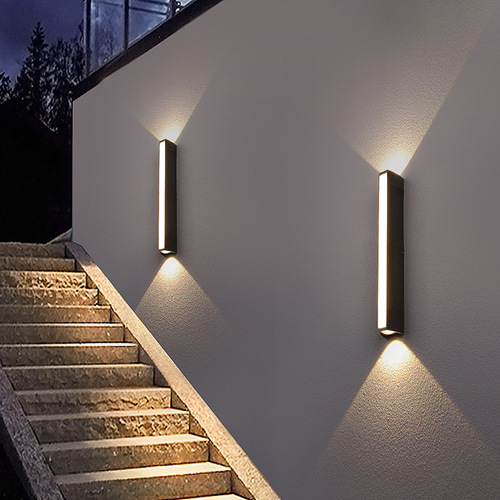Modern minimalist waterproof courtyard light with up and down illumination, LED wall light for outdoor pathways, front doors, and balconies