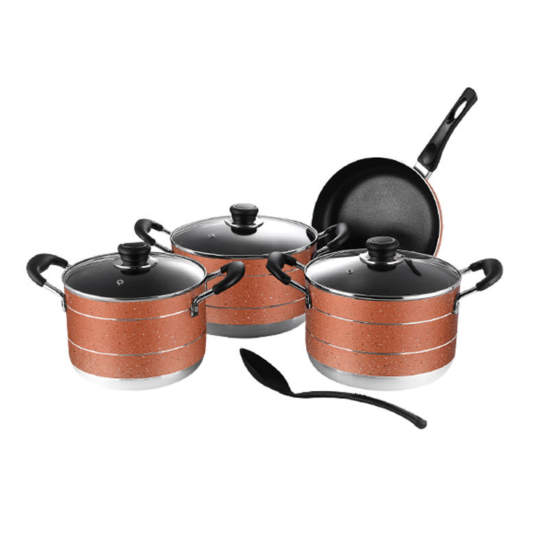 Juego de ollas antiadherentes de alta calidad para comercio exterior transfronterizo de Shuaidebao, juego de ollas de aluminio, ollas al por mayor, utensilios de cocina