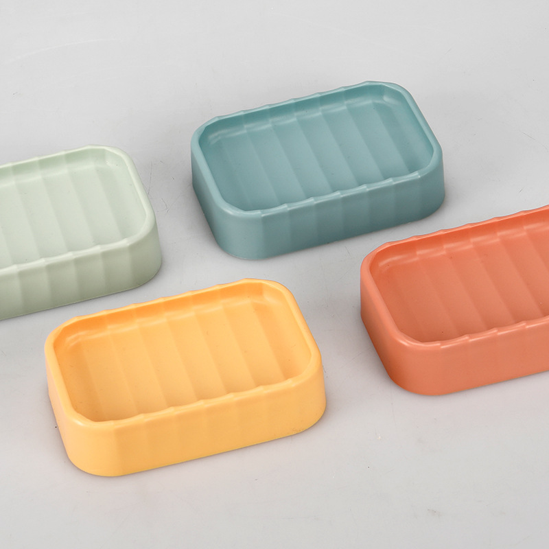 Lavado de baño patrón onda simple color sólido kit enjuague bucal taza cepillo dientes jabón caja plástico ocho piezas traje