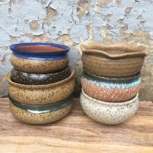 手工陶艺多肉植物花盆复古透气粗陶土陶罐子陶瓷百搭个性拼盘