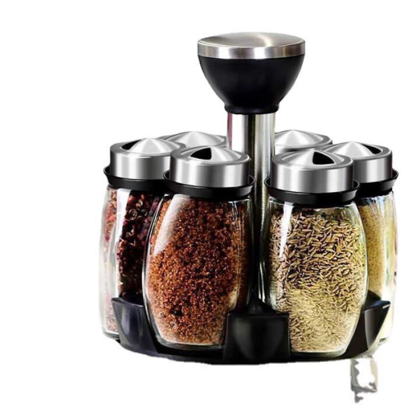 Condimento caja traje condimento tarro cocina hogar creativo giratorio condimento botella condimento caja vidrio condimento botella tarro