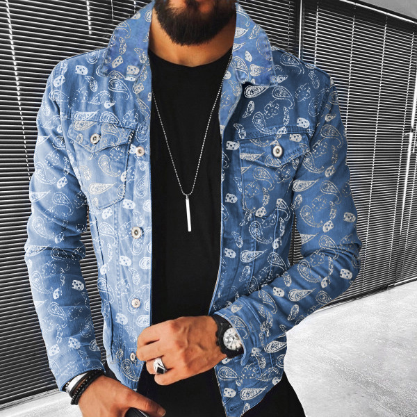 Giacca di jeans da uomo slim fit invernale stile baseball moda_voghion.com
