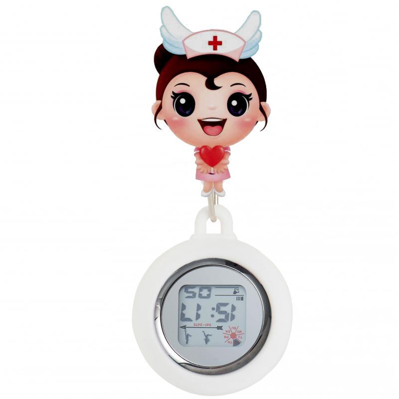 Reloj de enfermera de estiramiento multifuncional luminoso fuerte reloj colgante reloj electrónico digital retráctil de dibujos animados lindo clip cronómetro reloj de bolsillo