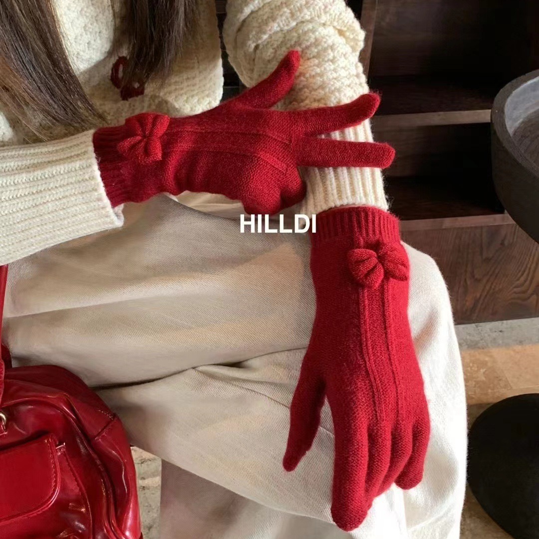 Keep warm gloves with bow