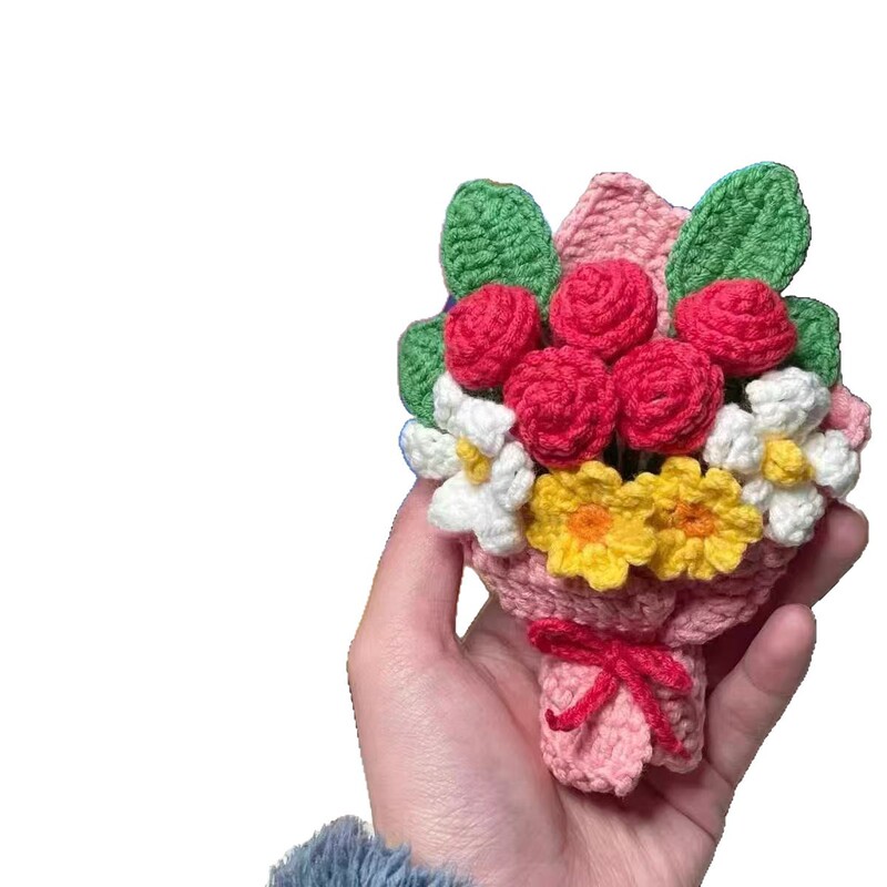 初心者のかぎ針編みウール手編みGuangzhiは、同じスタイルの花束素材パッケージペンダントバッグキーホルダーをMeyaに送ります|undefined