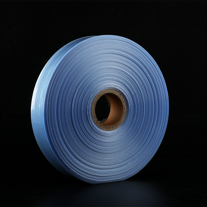 pvc热收缩膜收缩袋厂家现货蓝色透明pvc热收缩筒膜双通膜