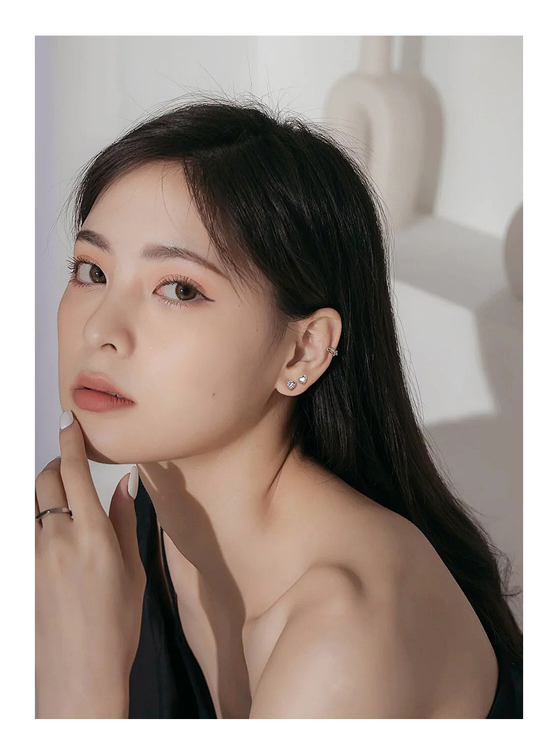 Heart Shape Pattern Women'S Gender Plating Design 1 Pair 925 Sterling Silver Heart Shape Ear Studs