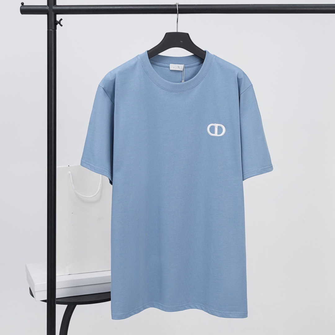 オリジナル版高バージョンDO家夏の新型アルファベットロゴ凹凸刺繍ロゴ丸襟男女半袖tシャツ