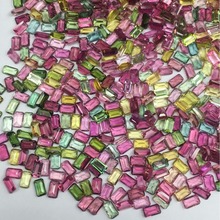 批发天然碧玺戒面长方形戒面切面尖底晶体通透彩颜色多彩镶嵌配件