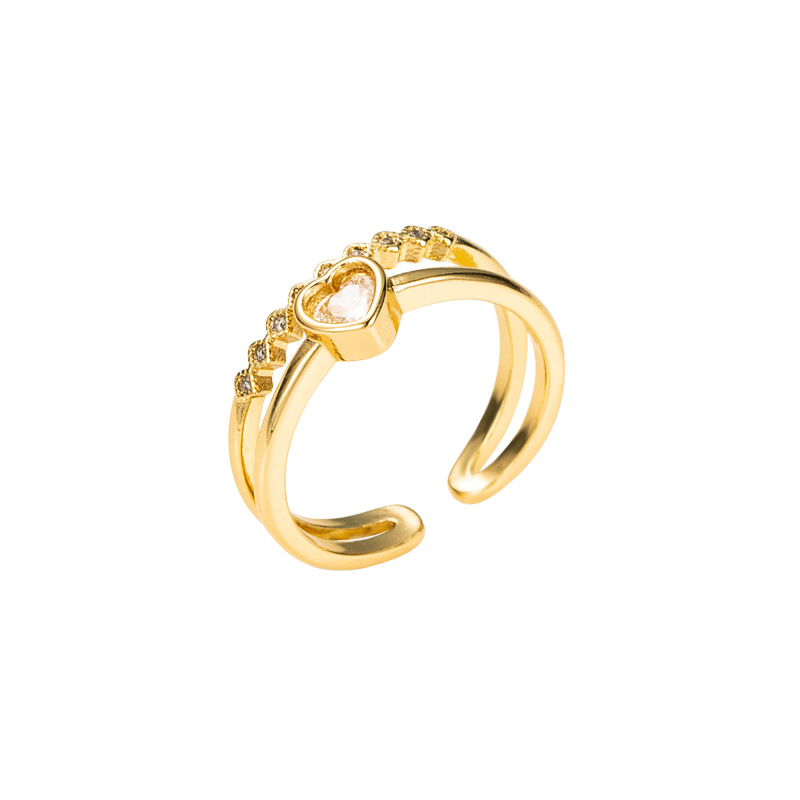 fashion geometric star heart copper micro-inlaid zircon ring