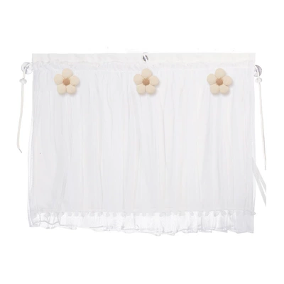 Car Sunshade Creative DIY Side – Car curtains - suction-cup-corn-grid-double-layer-curtain-white-striped-five-petal-flower-beige