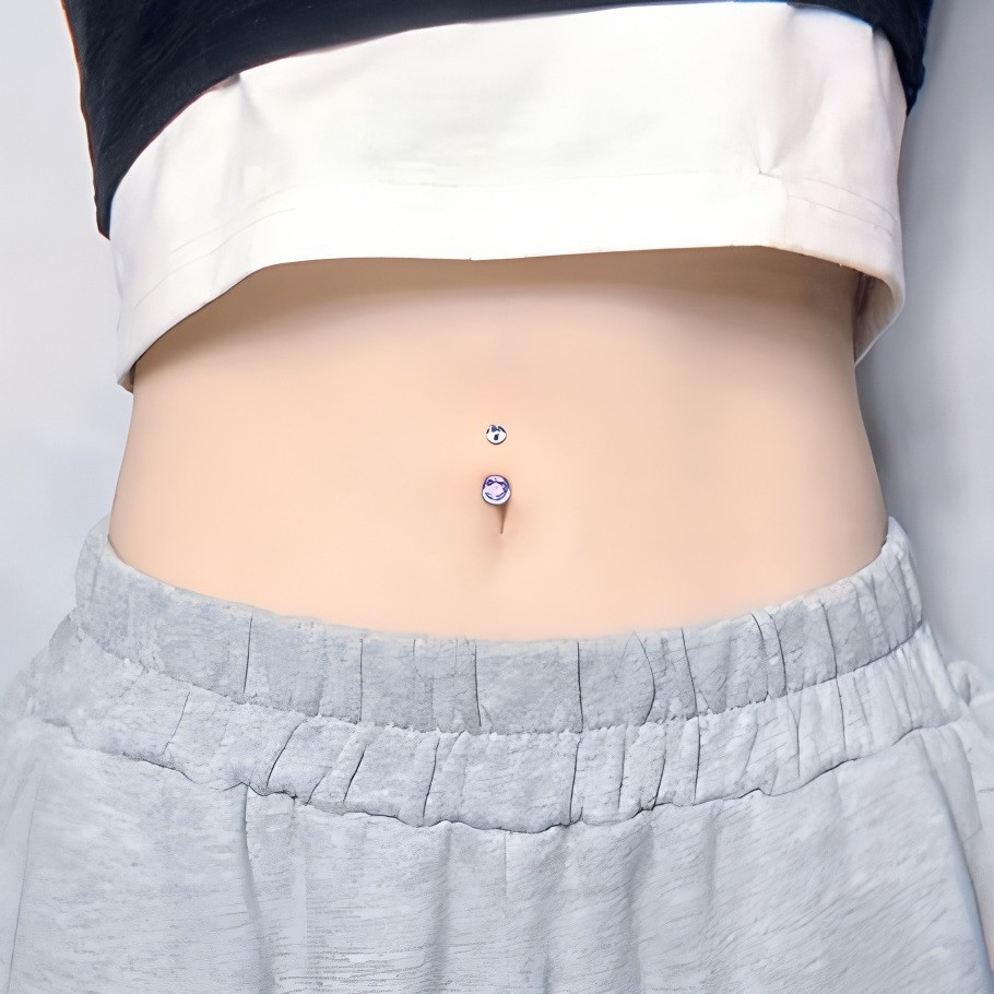 Anel de zircônia cúbica em aço inoxidável com haste curva, moderno, simples e elegante, para mulheres. Joia sexy para piercing no umbigo, fácil de usar._voghion.com
