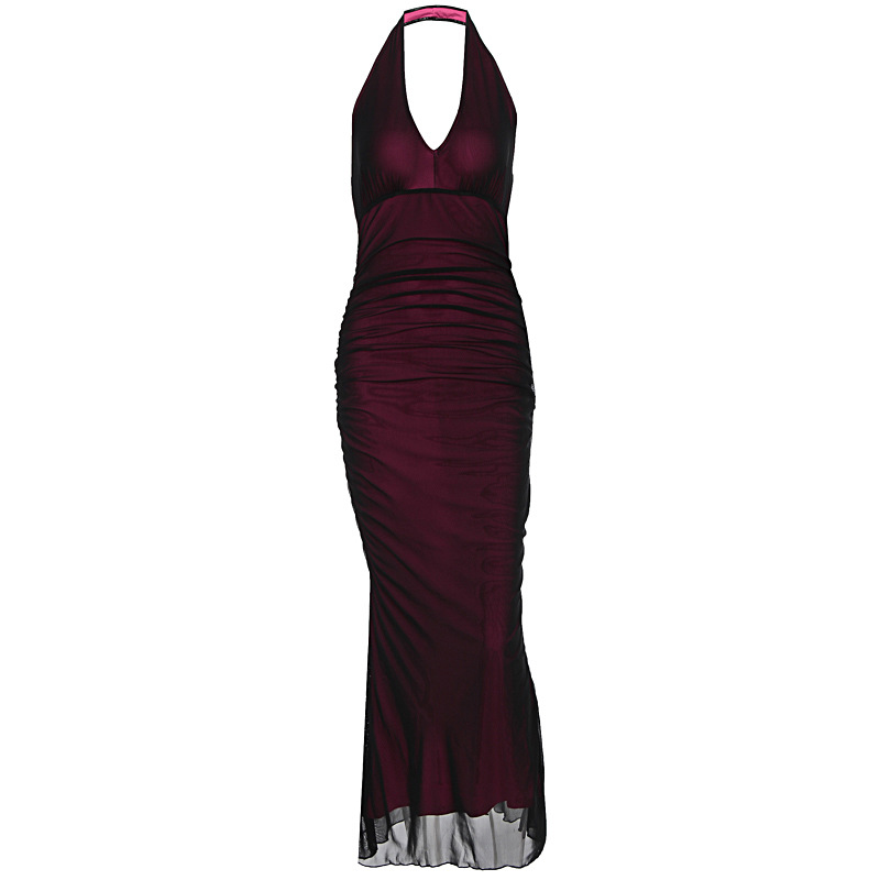 Cross-Border European And American Foreign Trade 2025 Summer New Women's Sexy Halter Mesh Pure Desire Sleeveless_ecoleips.com