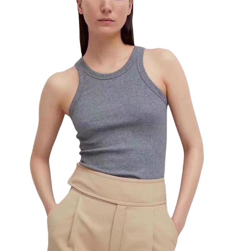 Hot Item! Four Seasons Simple and Versatile Pure Color Scandinavian Niche Tt Vest Top