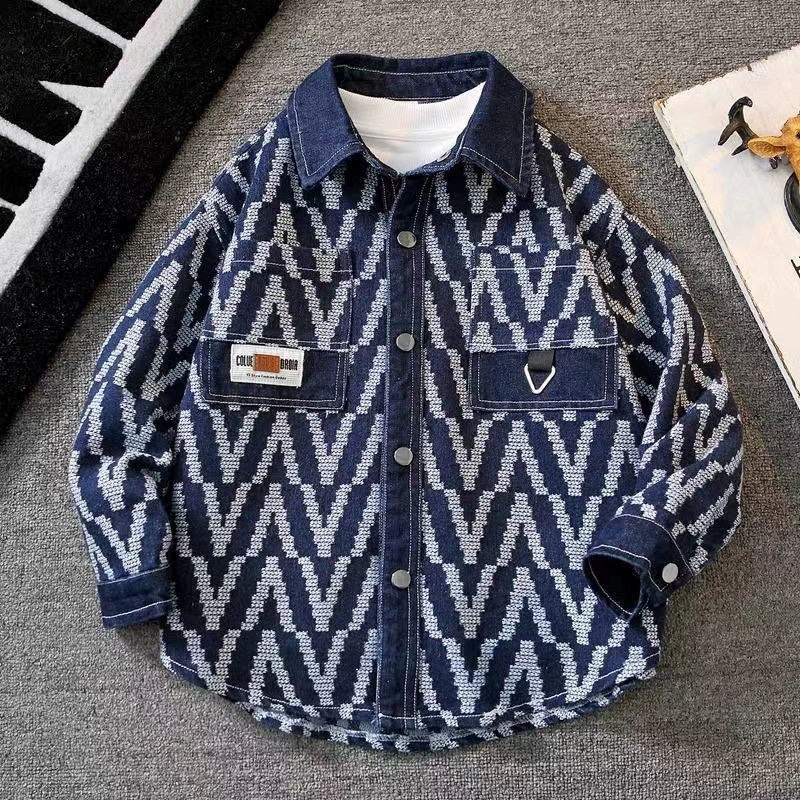 Детская одежда для мальчиков Осенняя джинсовая куртка 2024 Новый китайский мальчик весна осень мальчик классная красивая одежда осень прилив