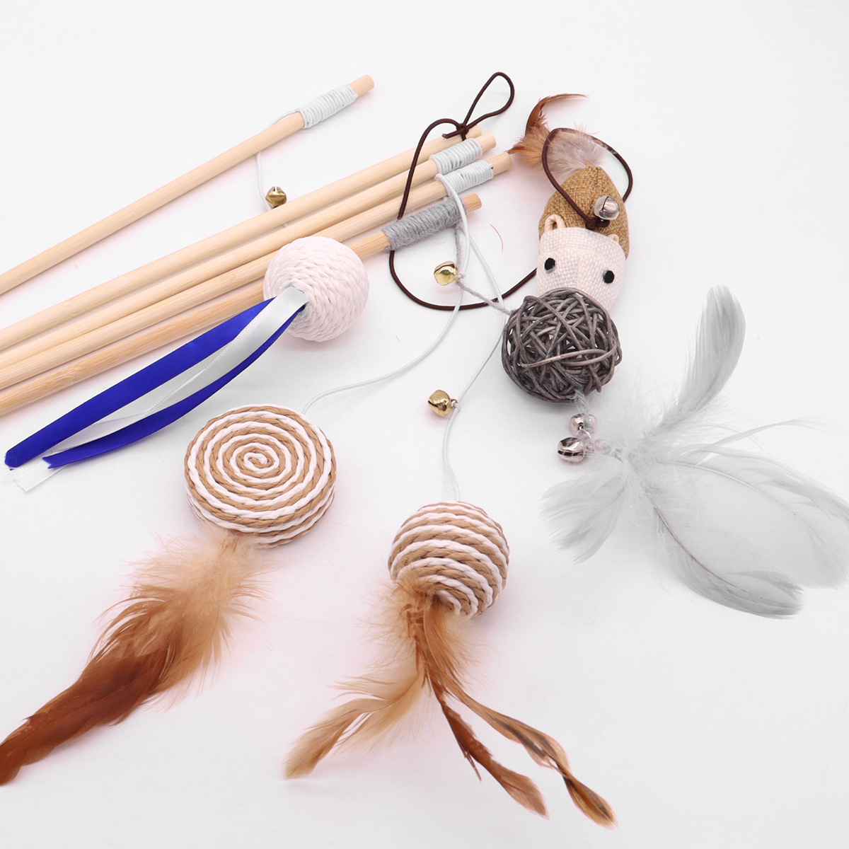 Juguetes para gatos Palo divertido Plumas Palo para gatos Juguetes de madera maciza Palo divertido para gatos