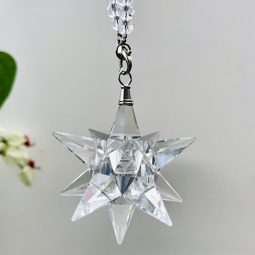 Car Accessories Crystal Snowflake Shooting Star Hammer Car Ornament Creative Men Women Car Interior Decorative Mirror Ornament