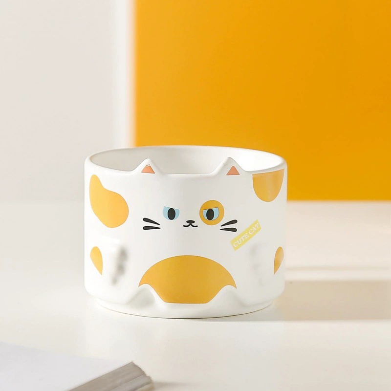 Стеклянная/стакан-купол? Stackable Cat Cartoon Mug Tower, 301–400 ml Cute Birthday Gift, 4 Colors
