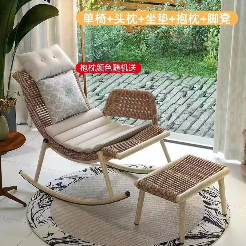 Mecedora al aire libre, sillón reclinable, sala de estar para el hogar para adultos, sofá perezoso, balcón, silla de mimbre individual, patio, mecedora retro
