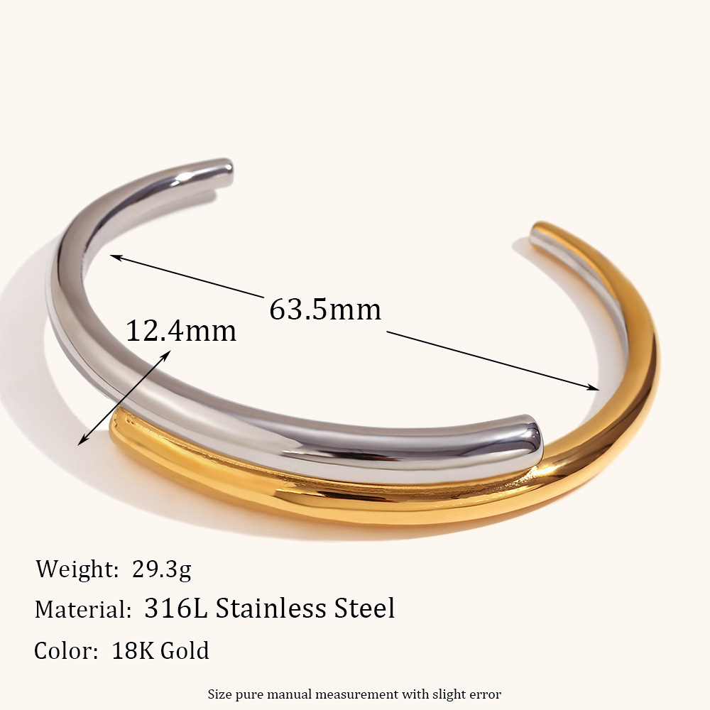 Simple Style Color Block Stainless Steel Rings Bracelets 1 Piece display picture 3