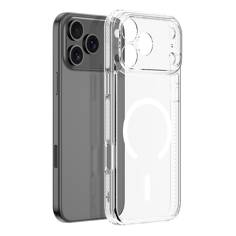 Funda magnética transparente resistente para iPhone 18 Pro, adecuada para venta al por mayor, funda trasera para Apple 17 Air, TPU+PC dos en uno