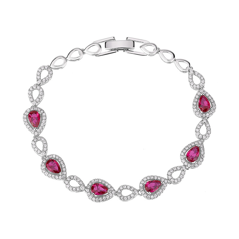 Otoño e invierno nuevo estilo Zhuang Sheng joyería europea y americana retro corindón artificial luz lujo completo diamante pulsera retro piedra principal 4*6