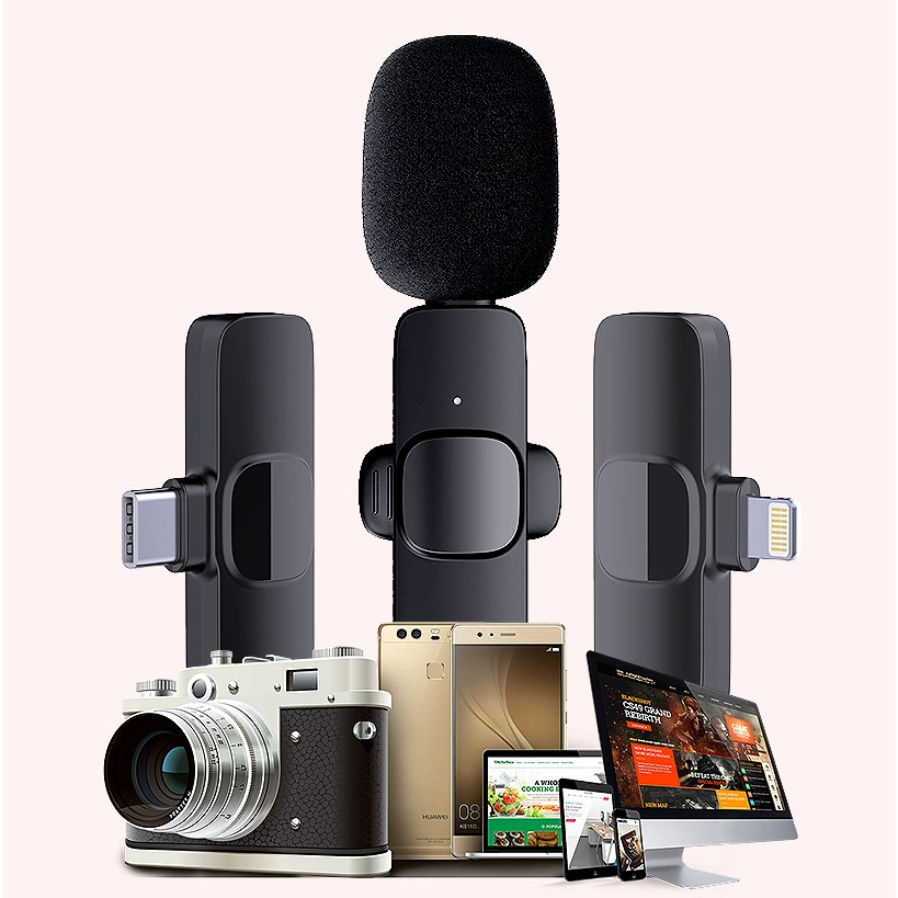 K9 Двойной микрофон Супер популярный беспроводной микрофон для прямой трансляции Lavalier Anchor Plug and Play 360 ° Беспроводной петличный микрофон для пикапа