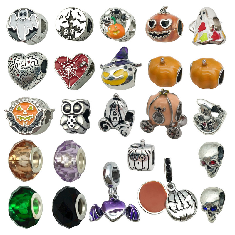 Halloween Cartoon Ghost Pumpkin Car Creative Handmade DIY Beaded Bracelet Necklace Large Hole Beads Loose Beads Accessories Halloween Cartoon Ghost Pumpkin Car Creative Handmade DIY Beaded Bracelet Necklace Large Hole Beads Loose Beads Accessories