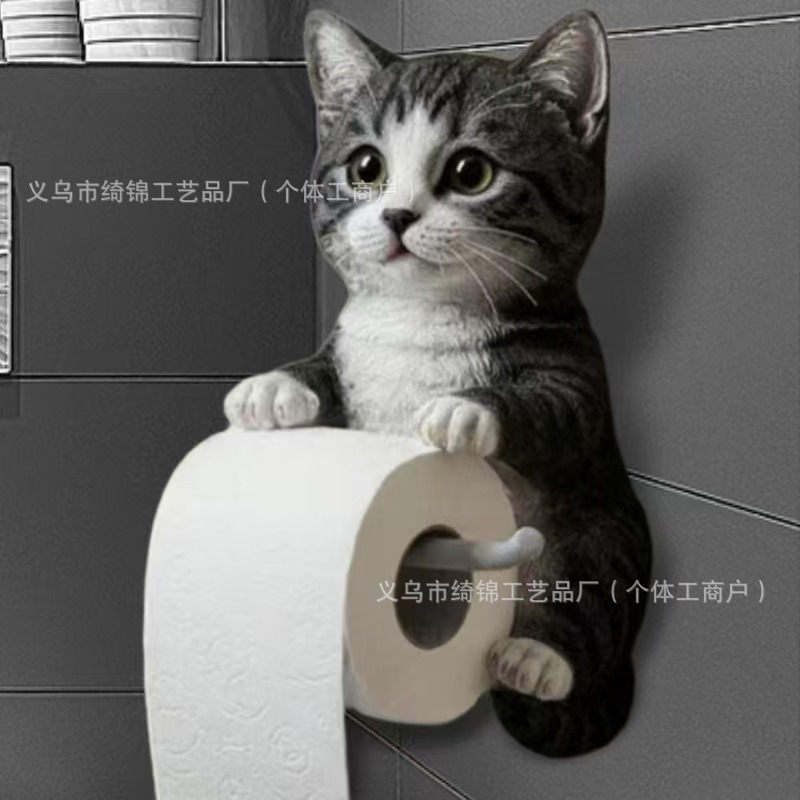 跨境热销可爱猫咪纸巾架厕所家居装饰树脂摆件高级感小众工艺品|undefined
